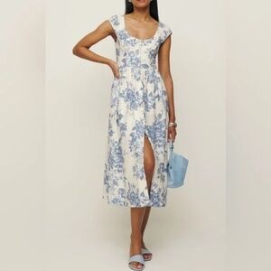 Reformation Florrie Floral Midi Cotton Dress B1486